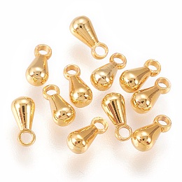 Honeyhandy Brass Charms, Chain Extender Drop, Teardrop, Long-Lasting Plated, Golden, 6x3mm, Hole: 1.2mm