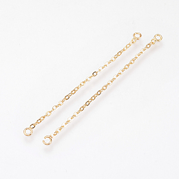 Honeyhandy Brass Chain Links connectors, Nickel Free, Real 18K Gold Plated, 55x3x1mm, Hole: 1.5mm