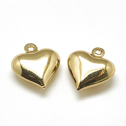 Honeyhandy Brass Charms, Heart, Real 18K Gold Plated, 13x12x5mm, Hole: 1mm