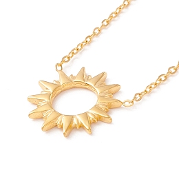 Honeyhandy Ion Plating(IP) 304 Stainless Steel Sun Pendant Necklace for Women, Golden, 16.53 inch(42cm)