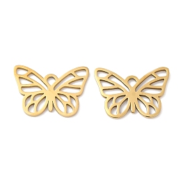 Honeyhandy 201 Stainless Steel Pendants, Hollow, Butterfly Charm, Golden, 13x18.5x1mm, Hole: 1.6mm