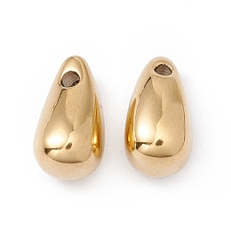 Honeyhandy Ion Plating(IP) 304 Stainless Steel Pendants, Teardrop, Real 24K Gold Plated, 11.5x6mm, Hole: 1.5mm