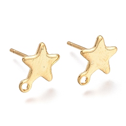 Honeyhandy 304 Stainless Steel Stud Earring Findings, Star, Golden, 10x8x0.8mm, Hole: 1.4mm, Pin: 0.8mm