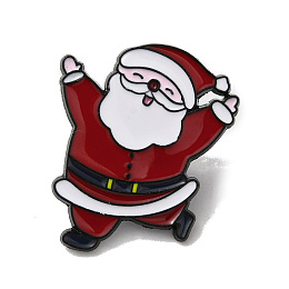 Honeyhandy Christmas Theme Enamel Pin, Gunmetal Alloy Brooches for Backpack Clothes, Santa Claus, 29.5x24x1mm