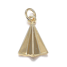 Honeyhandy Brass Charms, with Jump Rings, Long-Lasting Plated, Paper Plane, Real 18K Gold Plated, 13x9x2mm, Hole: 3mm