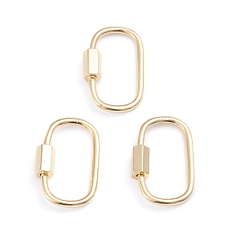 Honeyhandy Brass Screw Carabiner Lock Charms, for Necklaces Making, Oval, Real 18K Gold Plated, 25x16x2mm, Screw: 7.5x4x4.5mm