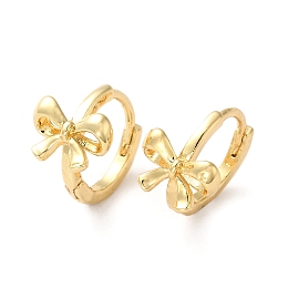 Honeyhandy Brass Bowknot Hoop Earrings for Women, Real 18K Gold Plated, 12x14.5x9mm, Pin: 0.8mm