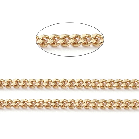 ARRICRAFT Brass Curb Chains, Twisted Chains, Diamond Cut Chains, Soldered, Long-Lasting Plated, with Spool, Real 18K Gold Plated, 2x2x1mm, about 16.4 Feet(5m)/roll