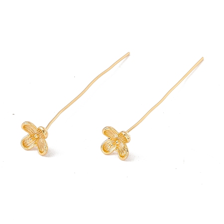 Honeyhandy Brass Flower Head Pins, Golden, 48mm, Pin: 21 Gauge(0.7mm), Flower: 6.5x6.5mm