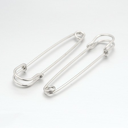 Honeyhandy Iron Safety Pins, for Brooch Making, Kilt Needles, Platinum, 70x17x6mm