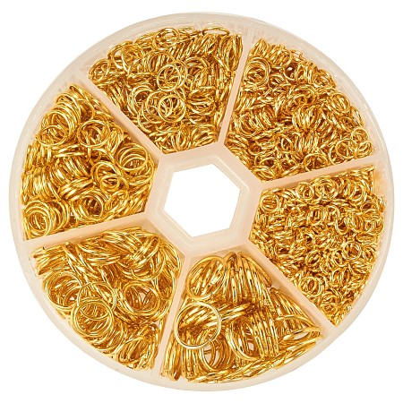 PandaHall Elite 1 Box Golden Iron Plated Jump Rings Diameter 4mm to 10mm Jewelry Connectors Chain Links, about 1745pcs/box