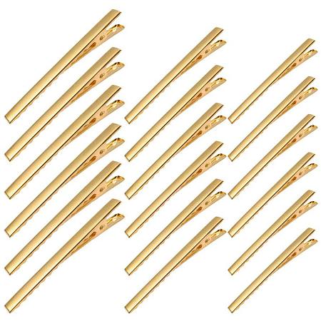 PandaHall Elite 60pcs 3 Sizes Iron Flat Alligator Hair Clips Metal DIY Alligator Teeth Prongs Hair Clamps Holders Hairbow Accessory for Arts Crafts Projects Dry Hanging Clothing, Golden Color