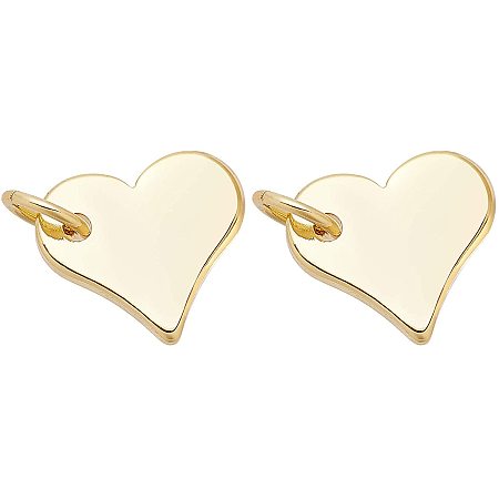BENECREAT 20pcs Gold Heart Brass Charms Pendants 18K Gold Plated Necklace Pendants for Jewelry Making, 10x11x1.5mm, Hole: 3.5mm