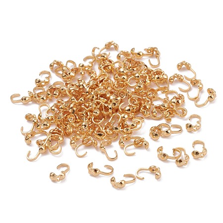 Honeyhandy Brass Bead Tips, Long-Lasting Plated, Real 18K Gold Plated, 7x4x3.5mm, Inner Diameter: 2mm