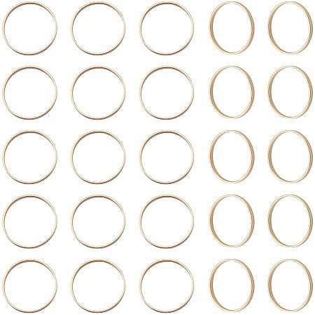 SUPERFINDINGS 40pcs 24.7x2mm Golden Brass Linking Rings Circle Frame Open Bezel Links Long-Lasting Plated Hoop Connectors for Earring Necklace Bracelet Hoop Jewelry Making