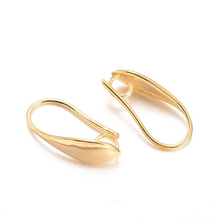 Honeyhandy Brass Earring Hooks, with Horizontal Loop, Golden, 18x5.5x10.5mm, Hole: 3.5mm, Pin: 1mm