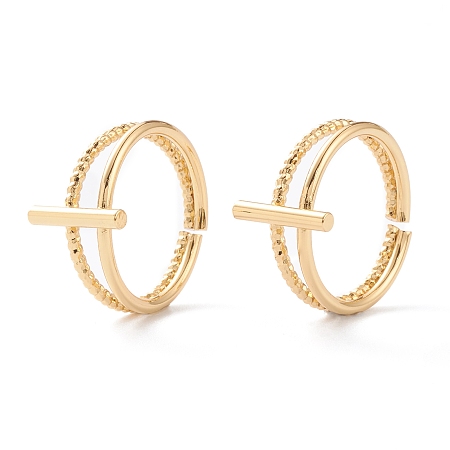 Honeyhandy Brass Cuff Rings, Open Rings, Long-Lasting Plated, Bar, Real 18K Gold Plated, Inner Diameter: 17mm