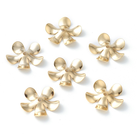 Honeyhandy 304 Stainless Steel Bead Caps, 5-Petal, Flower, Golden, 15x14.5x2.4mm, Hole: 1.2mm