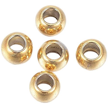 UNICRAFTALE 100pcs 304 Stainless Steel Beads Golden Round Charms Small Hole Finding Beads for Bracelet Necklace Jewelry Making 3x2mm, Hole 1.2mm