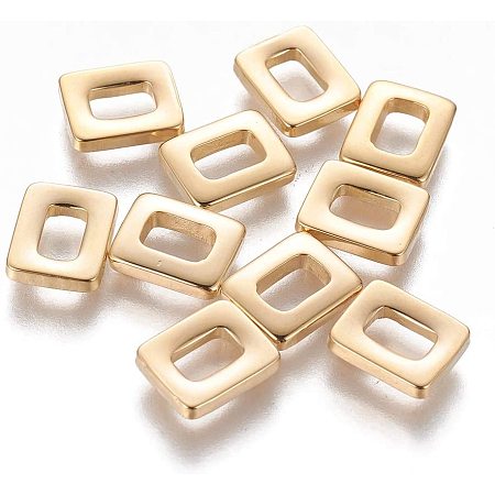 UNICRAFTALE 20pcs Golden Rectangle Links Stainless Steel Linking Ring 3.5x5.5mm Inner Diameter Connector Charms for Bracelet Necklace Jewelry Making,9.5x7.5x2mm
