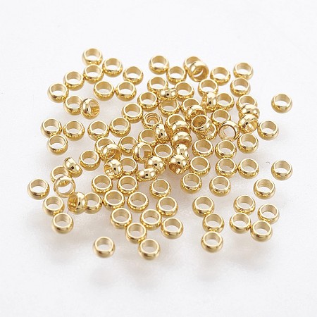 Honeyhandy 316 Surgical Stainless Steel Crimp Beads, Rondelle, Real 18k Gold Plated, 1.9mm, Hole: 1mm
