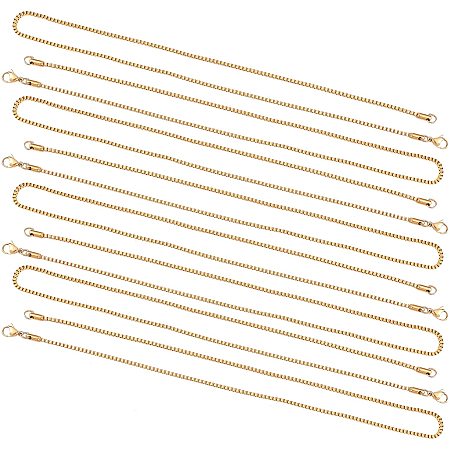 UNICRAFTALE 10pcs 17.9 inches(45.5cm) Stainless Steel Necklace 2mm Box Chain Necklaces with Lobster Claw Clasps Metal Necklace Chain for Women Men Making Golden