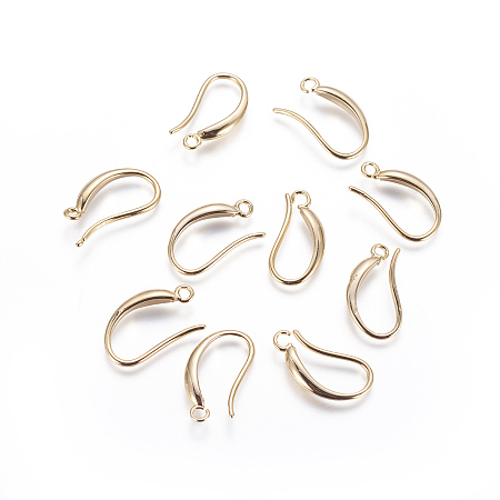 ARRICRAFT Brass Earring Hooks, Long-Lasting Plated, Golden, 17x9.5~10x2.5mm, Hole: 1.6mm, pin: 0.9mm