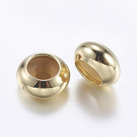 Honeyhandy Brass Beads, with Rubber Inside, Slider Beads, Stopper Beads, Rondelle, Golden, 7x3.5mm, Hole: 2mm
