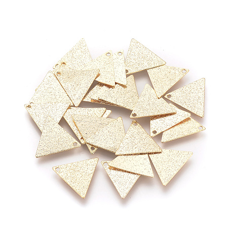 Honeyhandy Brass Charms, Triangle, Textured, Nickel Free, Real 18K Gold Plated, 13x15x0.5mm, Hole: 1mm