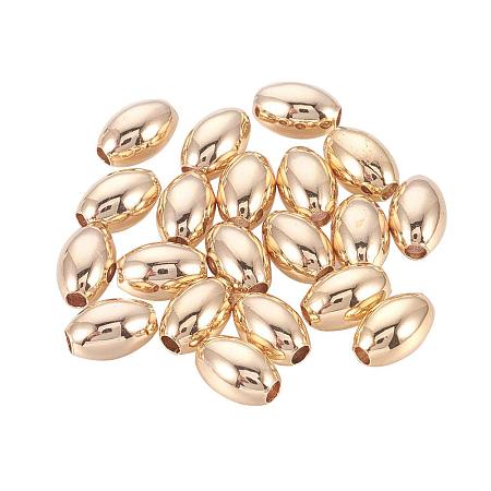 ARRICRAFT Brass Bead Spacers, Oval, Real Gold Plated, 6x4mm, Hole: 1mm