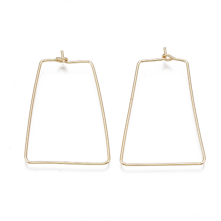 CHGCRAFT Brass Earring Hooks, Trapezoid, Nickel Free, Real 18K Gold Plated, 20 Gauge, 33x25x0.8mm