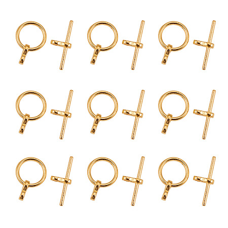 NBEADS 20Sets Tibetan Style Golden Round Toggle Clasps & Tbar Clasps for Necklace Bracelet Jewelry Making