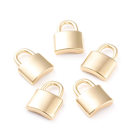Honeyhandy Brass Pendants, Long-Lasting Plated, Lock, Real 18K Gold Plated, 15x11.5x4mm, Hole: 5x4.5mm