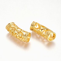 Honeyhandy Alloy Curved Tube Beads, Curved Tube Noodle Beads, Hollow, Golden, 26x10.5x9mm, Hole: 7mm