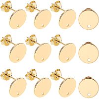 UNICRAFTALE About 24pcs 10mm Hypoallergenic Stud Earring with Hole Flat Plate Earring with Earring Backs 0.8mm Pin Stainless Steel Earring for DIY Earrings Jewelry Making Golden