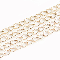 Honeyhandy Soldered Brass Curb Chains, Real 18K Gold Plated, 5x3.5x0.5mm