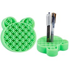 GORGECRAFT Sew Desktop Organizers Silicone Makeup Brush Holder Cosmetic Storage Box Diamond Painting Pen Holder for Stash and Store (Green)