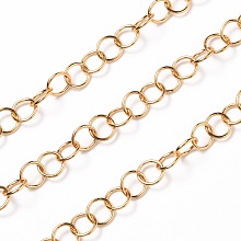 ARRICRAFT Brass Belcher Chains, Rolo Chains, with Spool, Soldered, Real 18K Gold Plated, 8x1mm, about 16.4 Feet(5m)/roll