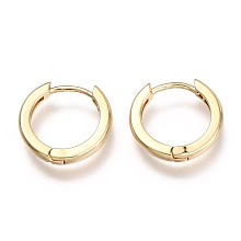 Honeyhandy Brass Huggie Hoop Earrings, Ring, Real 18K Gold Plated, 13.7x2mm, Pin: 1mm