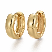 Honeyhandy Brass Huggie Hoop Earrings, Long-Lasting Plated, Ring, Real 18K Gold Plated, 16x5mm, Pin: 0.8mm