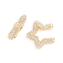 Honeyhandy Brass Micro Pave Clear Cubic Zirconia Cuff Earrings, Long-Lasting Plated, Star, Golden, 17.2x17.2x4mm