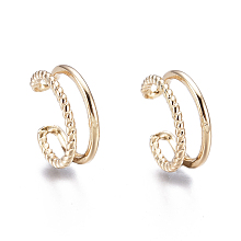 Honeyhandy Brass Cuff Earrings, Golden, 11.2x11x6mm, Inner Diameter: 8.8mm