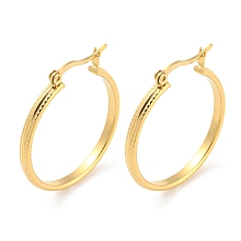 Honeyhandy 304 Stainless Steel Hoop Earrings, Real 18K Gold Plated, 33x30x3mm