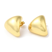 Honeyhandy Rack Plating Brass Twist Triangle Stud Earrings, Real 18K Gold Plated, 18x19mm