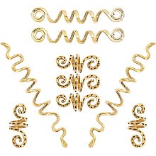 SUNNYCLUE 1 Box 9Pcs Spiral Hair Accessories Vikings Spiral Hair Beads Rings Alloy Braiders Spiral Spin Screw Pin Hair Clips Hair Styling Tools for Women Hair Braids Clips Decoration, Golden