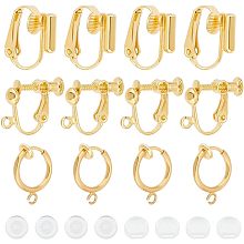 SUNNYCLUE 1 Box 18Pcs Clip on Earrings Findings Earrings Converter Gold Earring Converter Components with Plastic Pad Non Pierced Earring Set Ear Clips for Jewelry Making Women Adult DIY Crafts