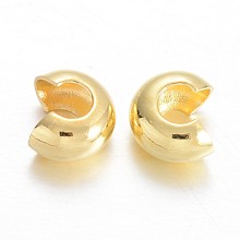 Honeyhandy Brass Crimp Beads Covers, Golden, 5mm In Diameter, Hole: 3mm