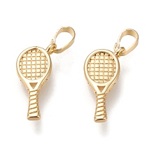 Honeyhandy Brass Pendants, Sports Charms, Long-lasting Plated, Racket, Golden, 18x8x2mm, Hole: 5x4mm