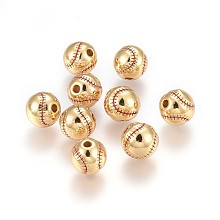 Honeyhandy Brass Enamel Beads, Sports Beads, Long-Lasting Plated, Baseball, Real 18K Gold Plated, 9.3x9mm, Hole: 2.1mm