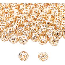 PandaHall Elite 100pcs 6mm Gold Plated Brass Hollow Beads Filigree Hollow Ball Metal Bead Spacers for DIY Necklace Charm Bracelet Craft Supplies